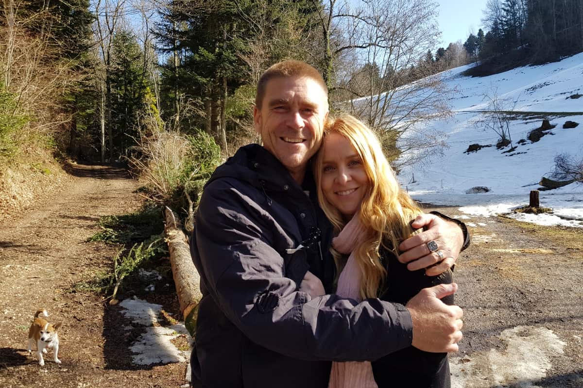 Troy Thornton with his wife in Switzerland.