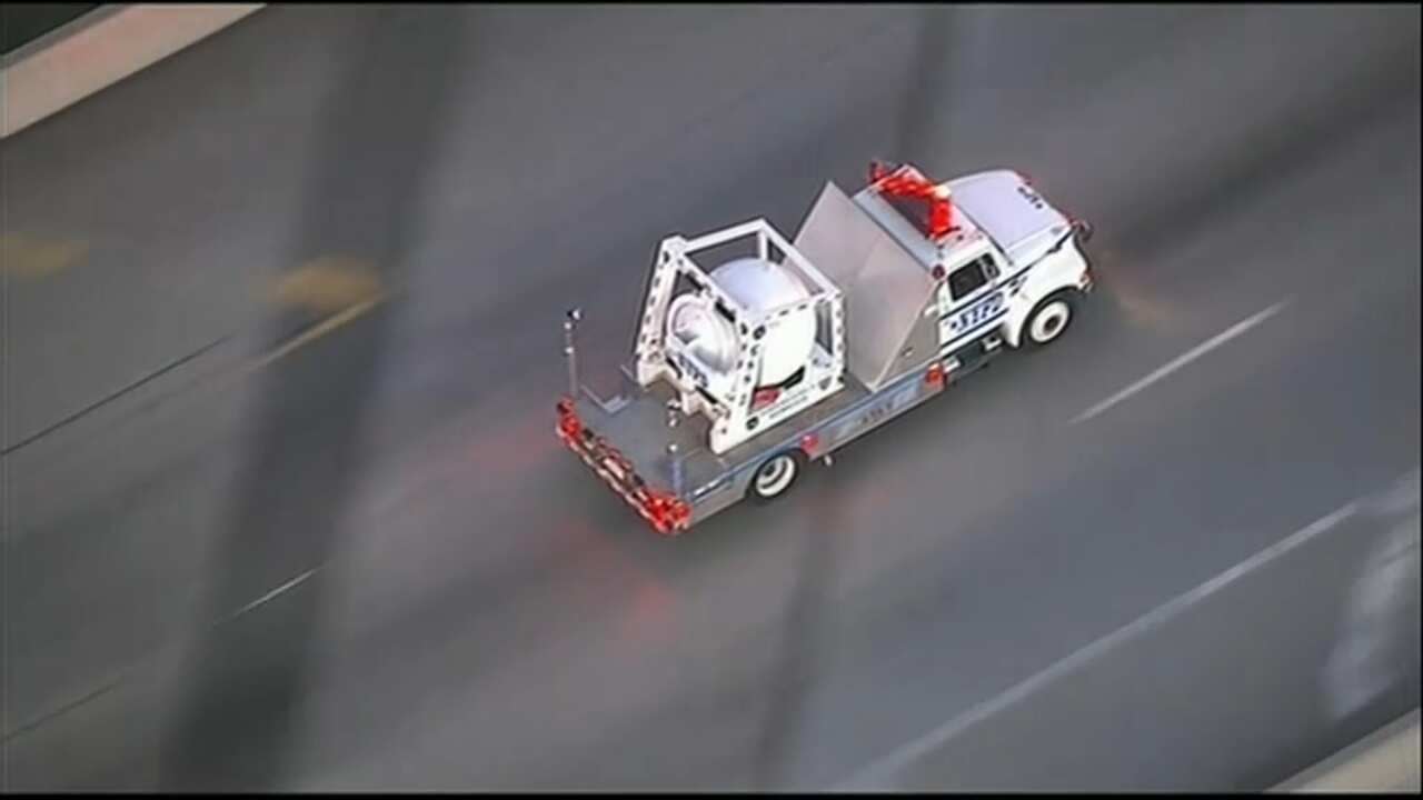 The package has been placed in an NYPD bomb containment truck.