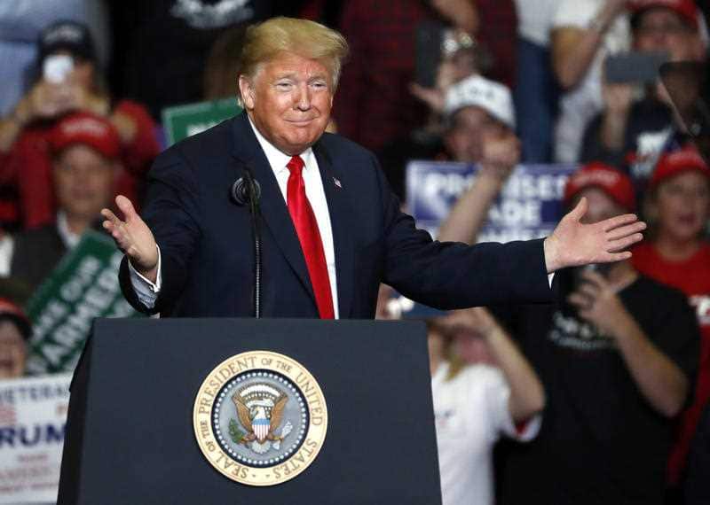 "Win, win, win!": President Donald Trump speaks during a campaign rally.