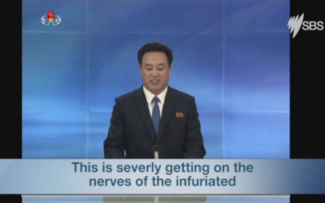 North Korean news reader reads comments on behalf of the general. 