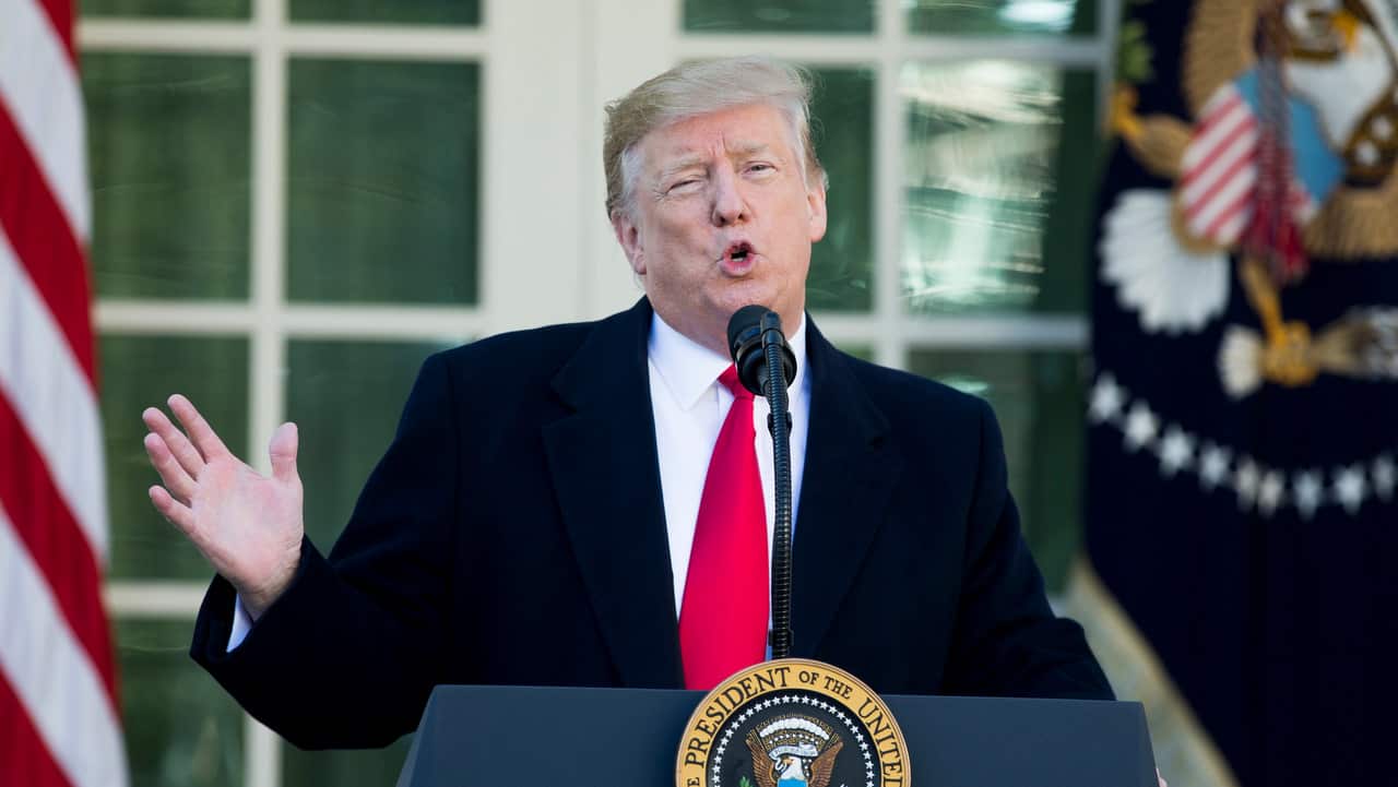 US President Donald J. Trump delivers remarks on ending the partial shutdown of the federal government.