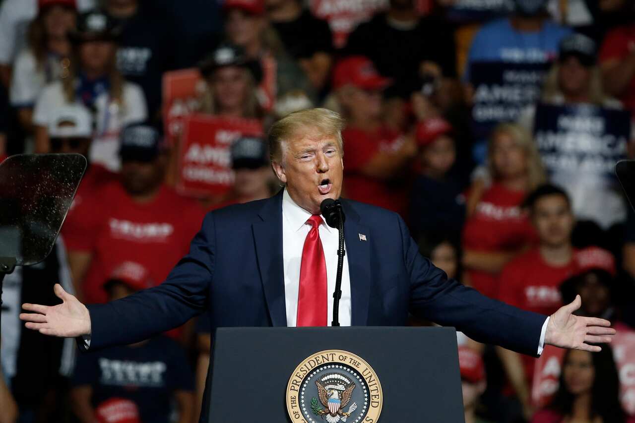 US President Donald Trump speaks during a campaign rally in Tulsa on 20 June 2020. 
