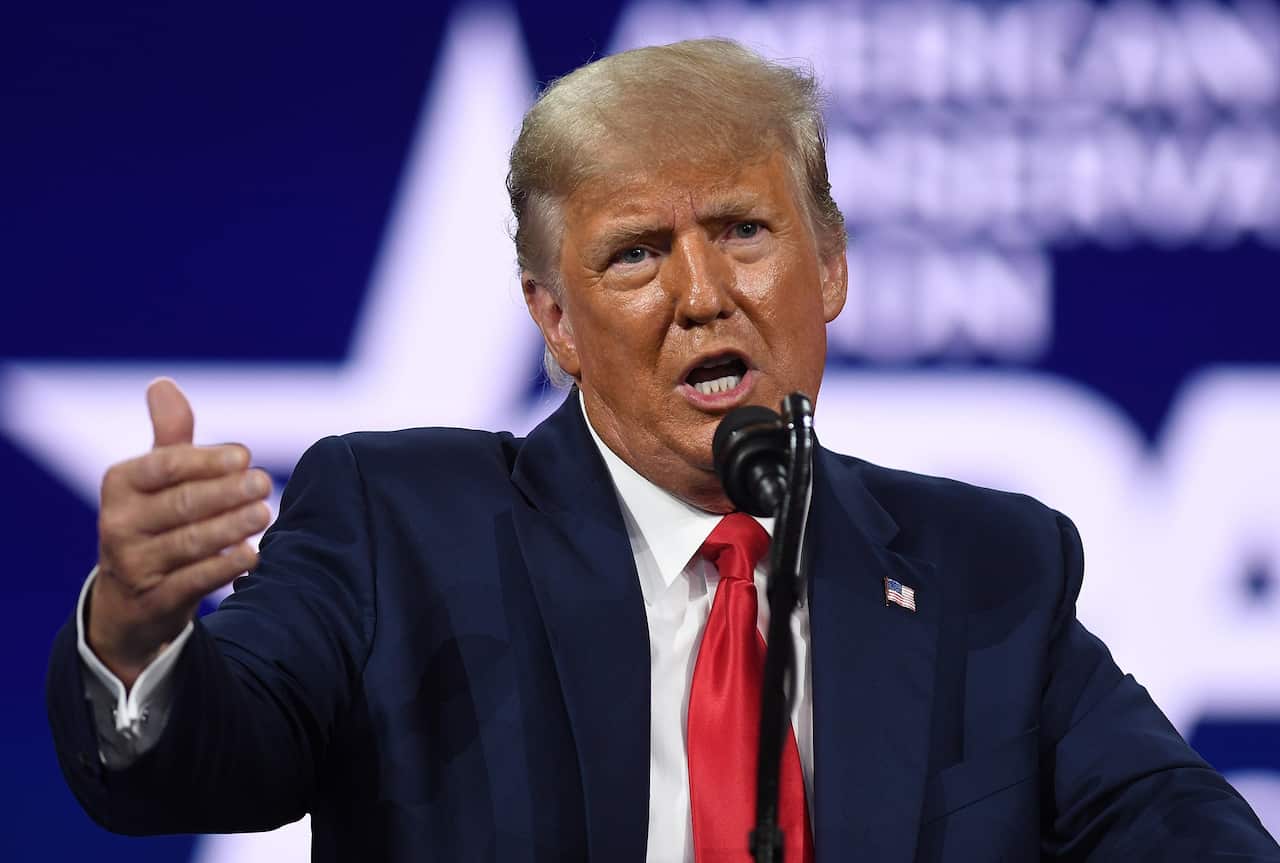 Former President Donald Trump addresses attendees at the 2021 Conservative Political Action Conference (CPAC).