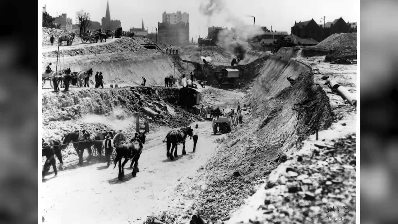 Tunnel construction underway.