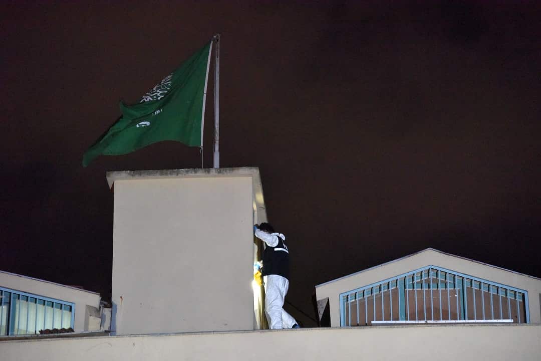 October 15, 2018: Turkish police authorities enter the  Saudi General Consulate in Istanbul.