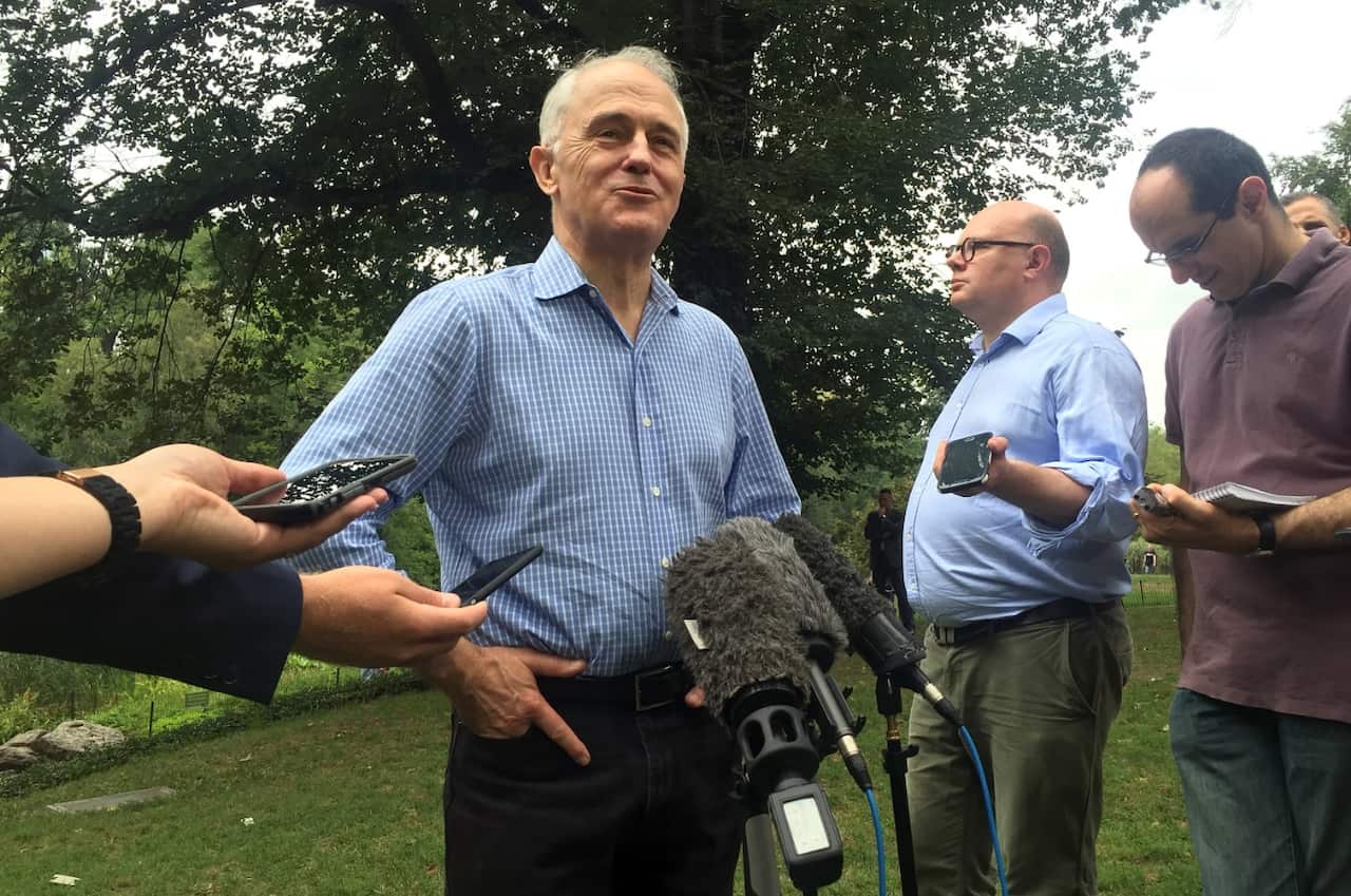 Australian Prime Minister Malcolm Turnbull speaks to the media in New York (AAP)