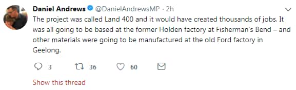 Mr Andrews said the project would have been based in a former Holden factory.