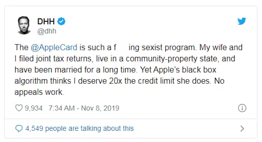 American Businessman David Heinemeier Hansson tweeted about the credit card this weekend.