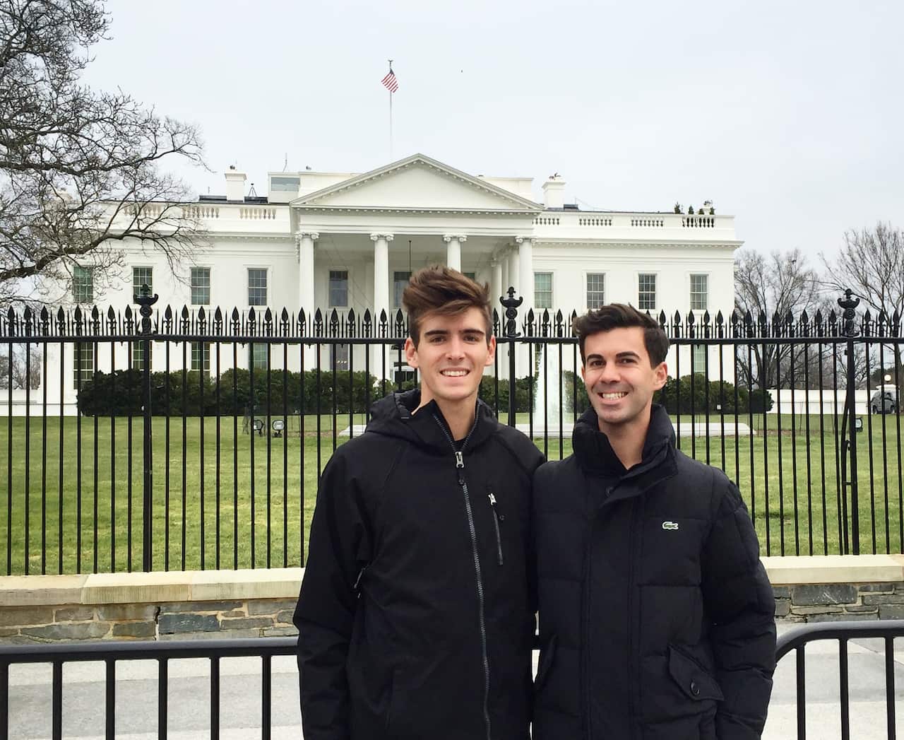 Winters with his partner, Tyler, in front of the White House