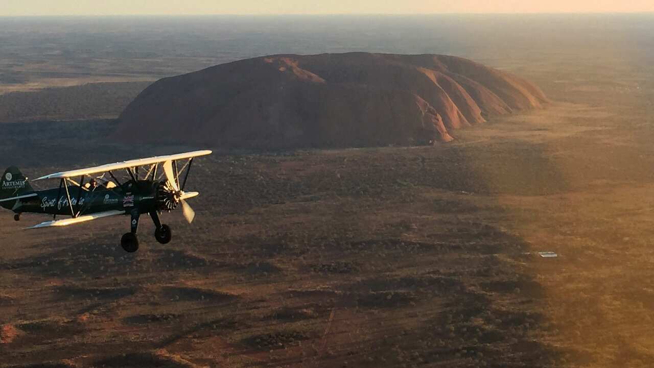 An aerial view of Uluru.