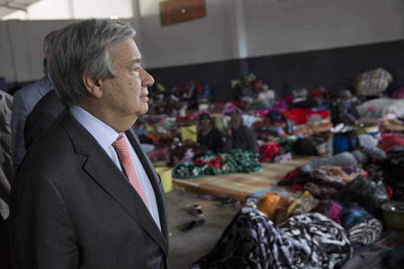 UN Secretary-General Antonio Guterres during his visit to Ain Zara Detention center in Tripoli, Libya.