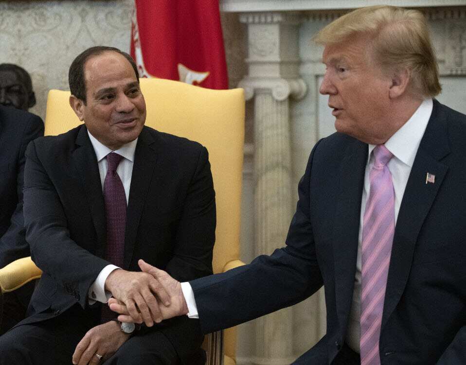 United States President Donald J. Trump shakes hands with President Abdel-Fattah el-Sisi of the Arab Republic of Egypt (AAP)