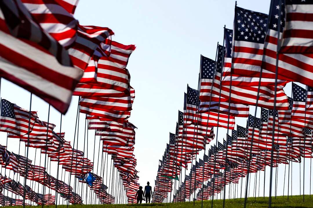 Pepperdine University's annual display of flags honouring the victims of the 9/11 terrorist attacks.