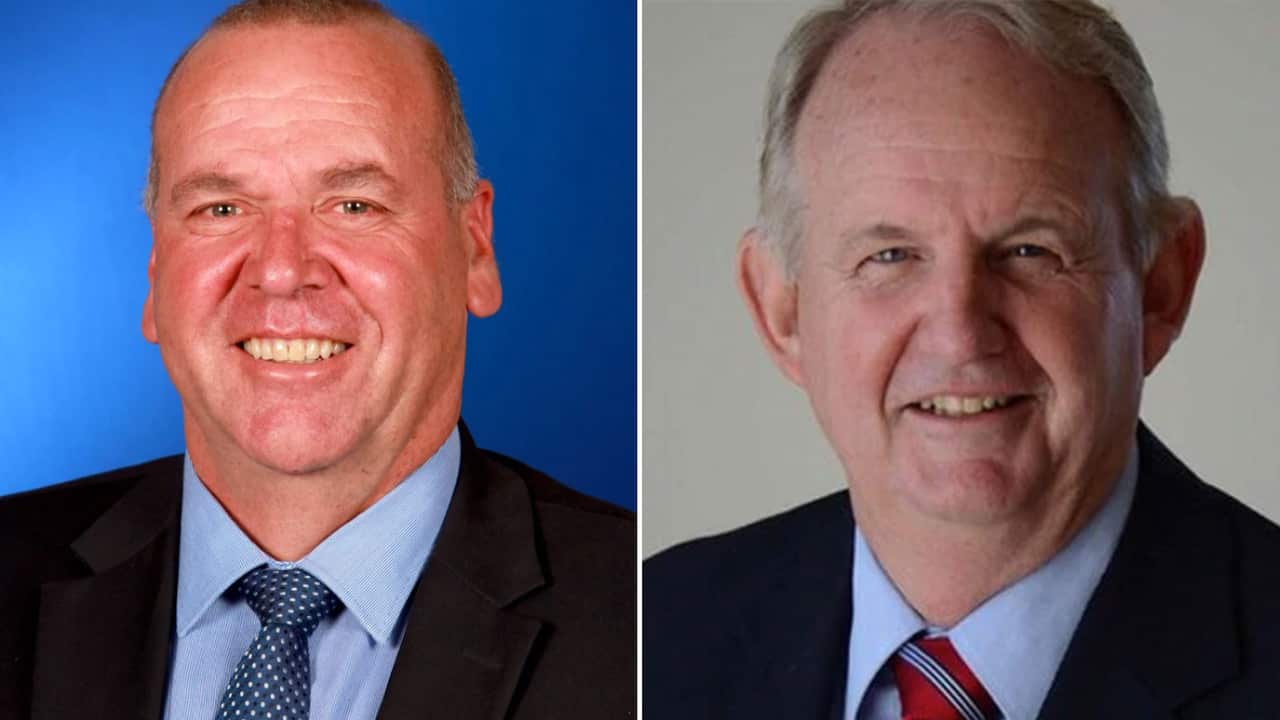 Wagga councillor Paul Funnell (left), who spearheaded the motion to cut ties with Kunming, and Wagga City Council Mayor Greg Conkey.