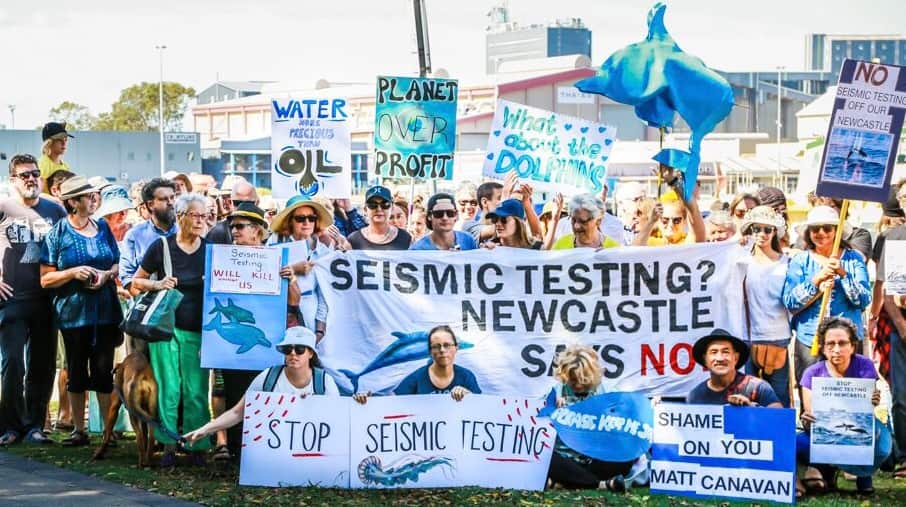 Protest against seismic testing off Newcastle coast