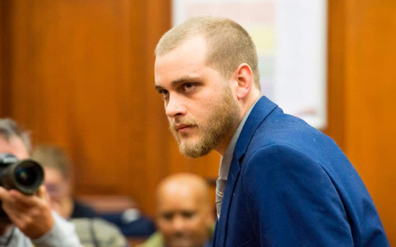 Henri van Breda arrives to sit in the dock at the Western Cape High Court to hear the verdict in his trial.