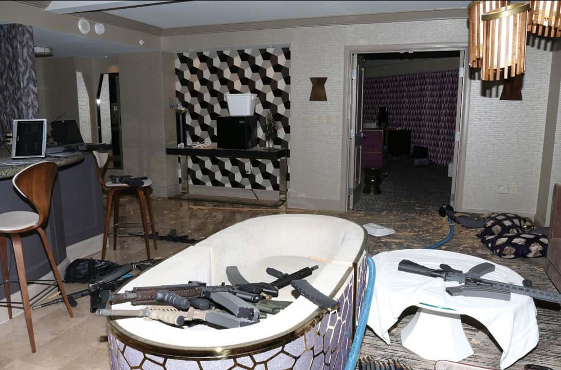Stephen Paddock fired more than 1,000 rounds from an arsenal of weapons in his hotel suite.