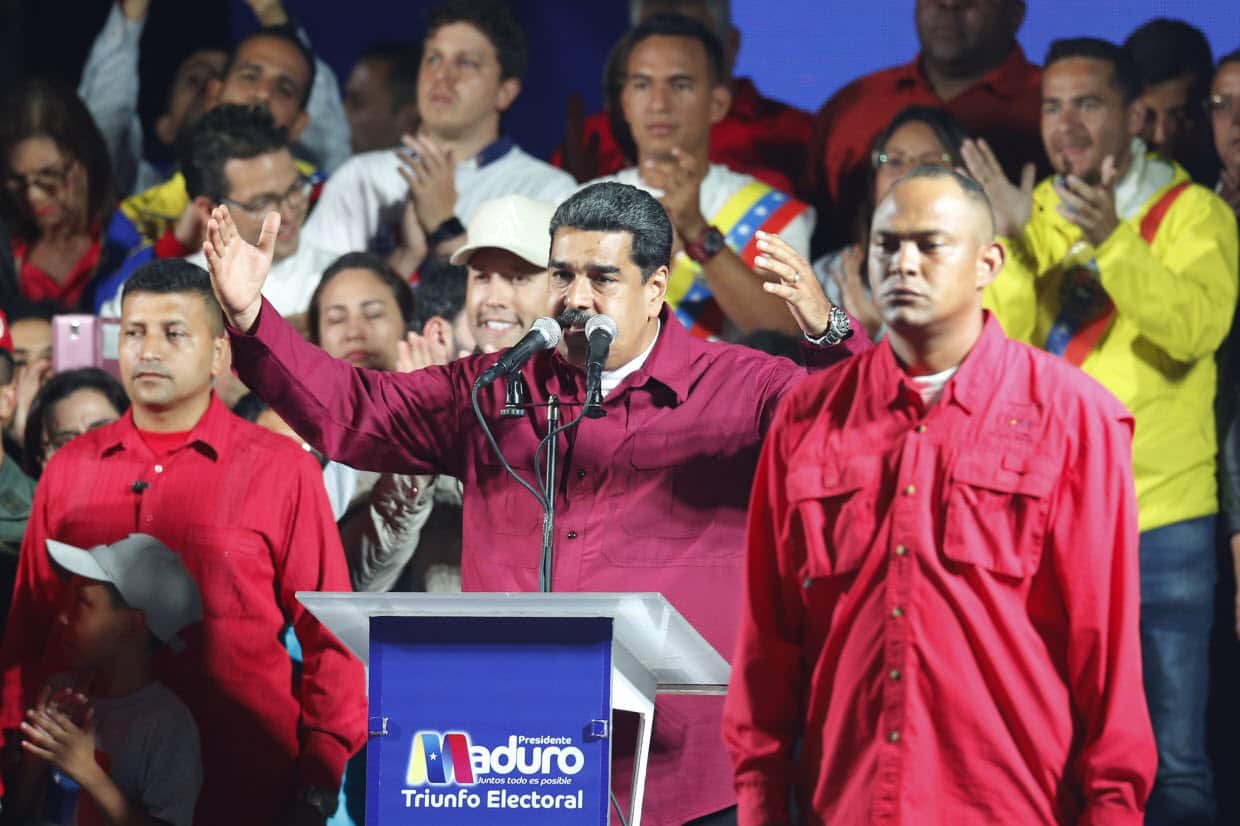 Venezuela's President Nicolas Maduro addresses supporters.