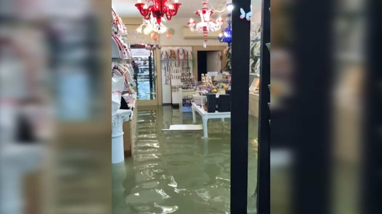 Shops, businesses and homes have been flooded in Venice.