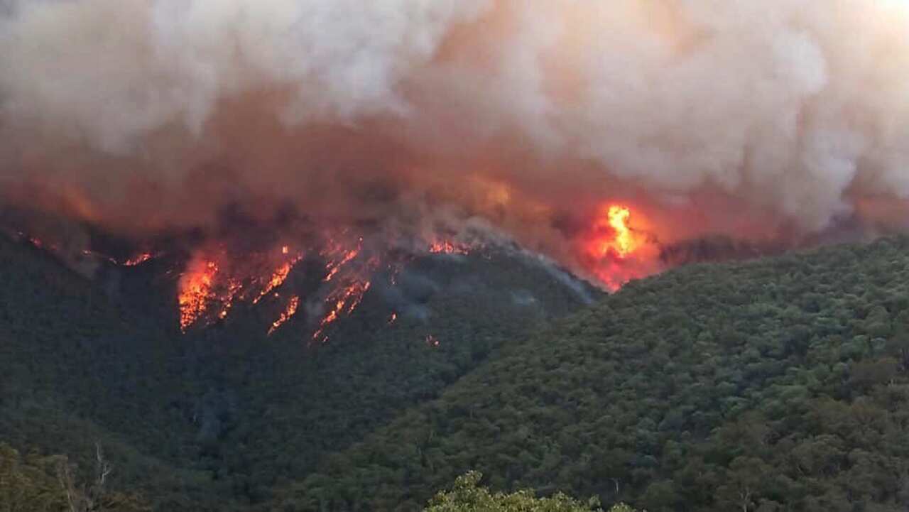 Smoke billowing from a fire burning at East Gippsland, Victoria.  