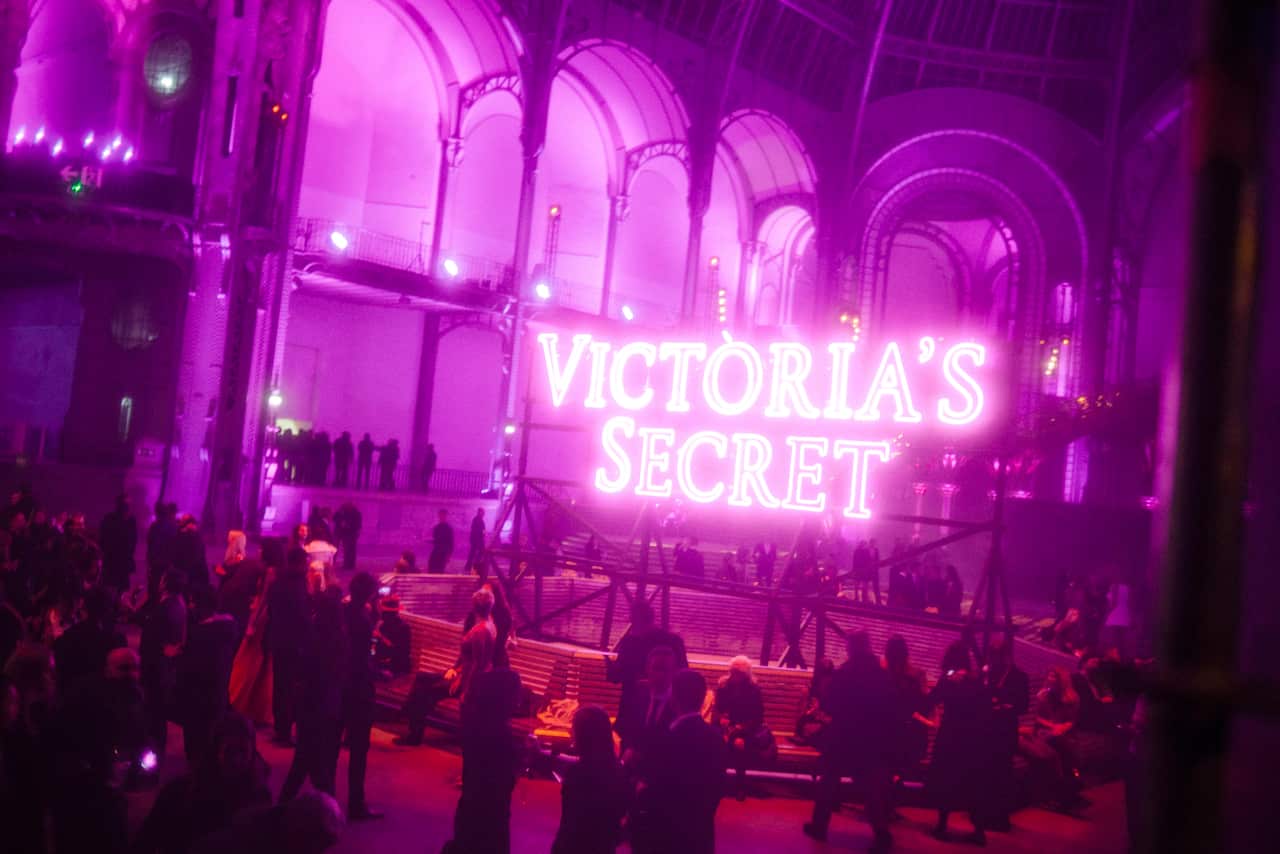 The Grand Palais in Paris is lit up in pink for the Victorias Secret Fashion Show, Nov. 30, 2016. (Dmitry Kostyukov/The New York Times)