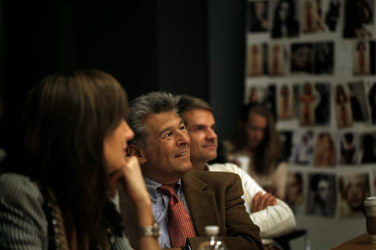 Ed Razek, second from left, one of the top executives at L Brands, the parent company of Victorias Secret, and a team of judges meet with models during a Victorias Secret show casting call in New York, Oct. 29, 2010. (Beatrice de Gea/The New York Times)