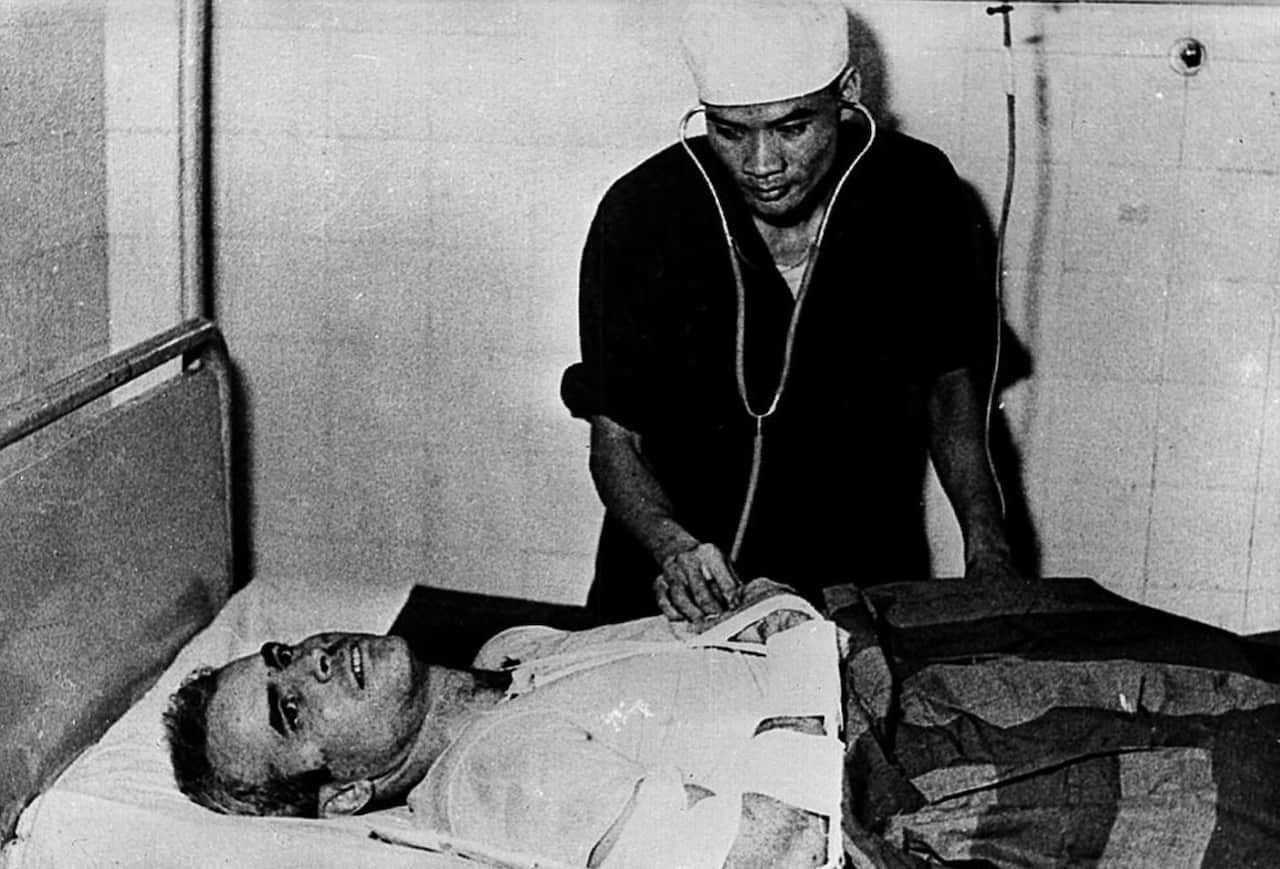 File Photo) Senator John Mccain In A Hanoi Hospital During The Vietnam War November, 1967. 