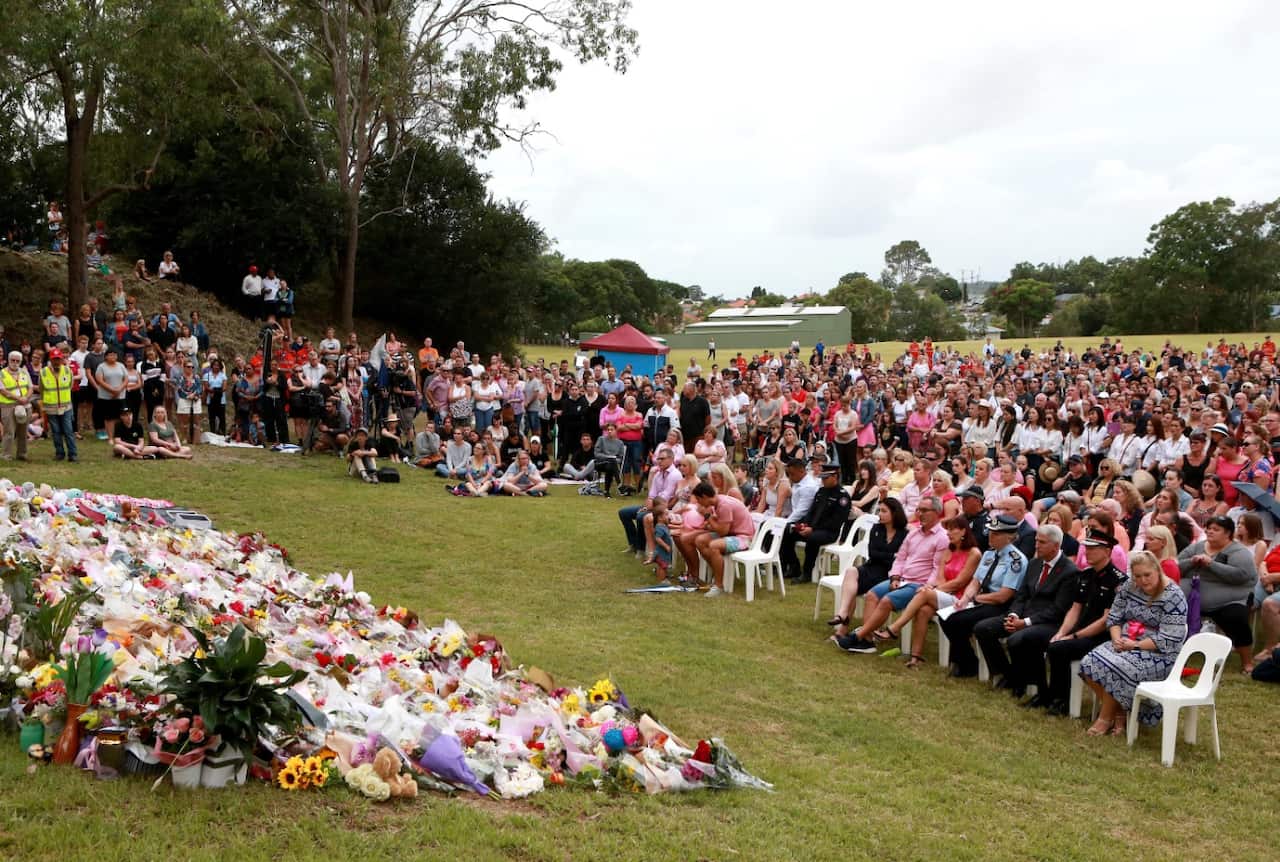 Hundreds turn out for a vigil for Hannah Clarke and her three children.