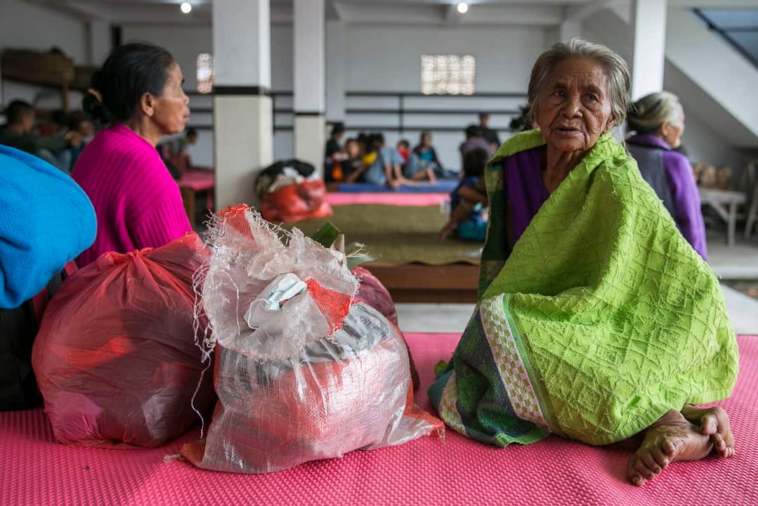 Evacuees stay at an emergency shelter in Karangasem, Bali, Indonesia.