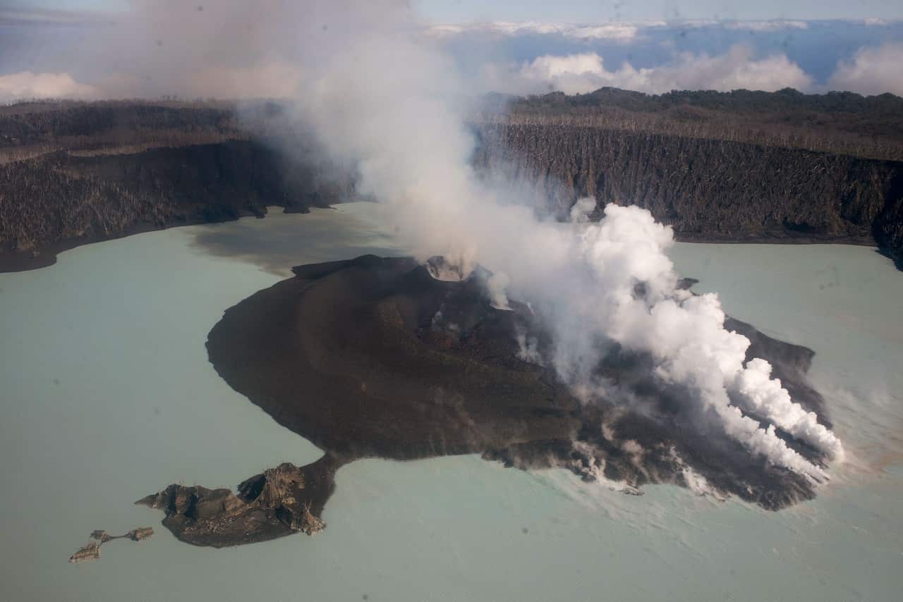 The Manaro Voui volcano on Vanuatu's Ambae island in 2017.