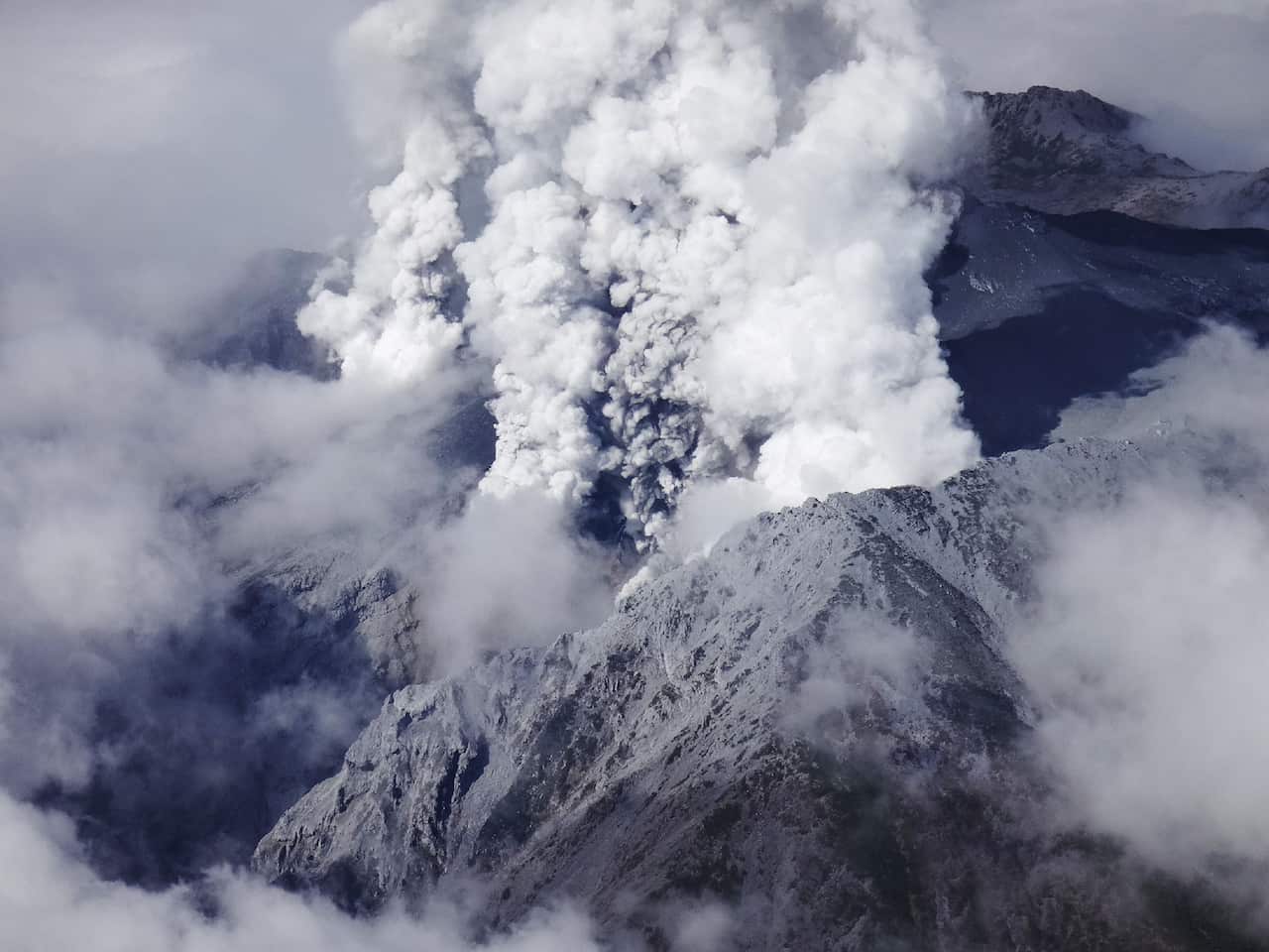 Japan's volcano Ontake erupts in Nagano prefecture, central Japan. 