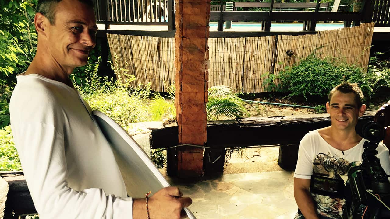 Babyshambles guitarist Mick Whitnall (left) is among the celebrities seeking rehab in Thailand. He and Hope worker Jimmy helped with Dateline's filming.