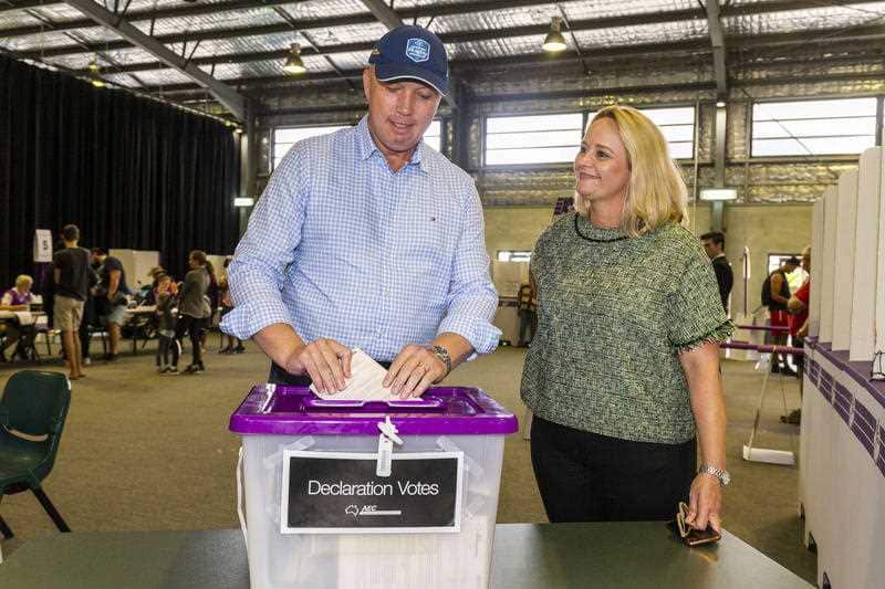 Peter Dutton casts his ballot at  Albany Creek State School.