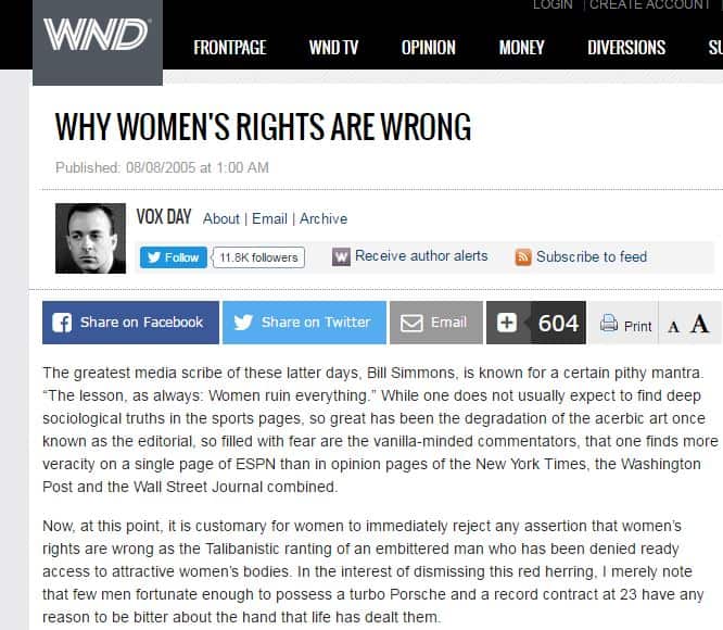 Why Women's Rights Are Wrong, article from Vox Day