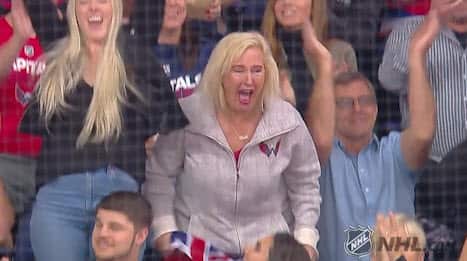 Walker's mum Ceri passionately cheers on her son from the stands. 