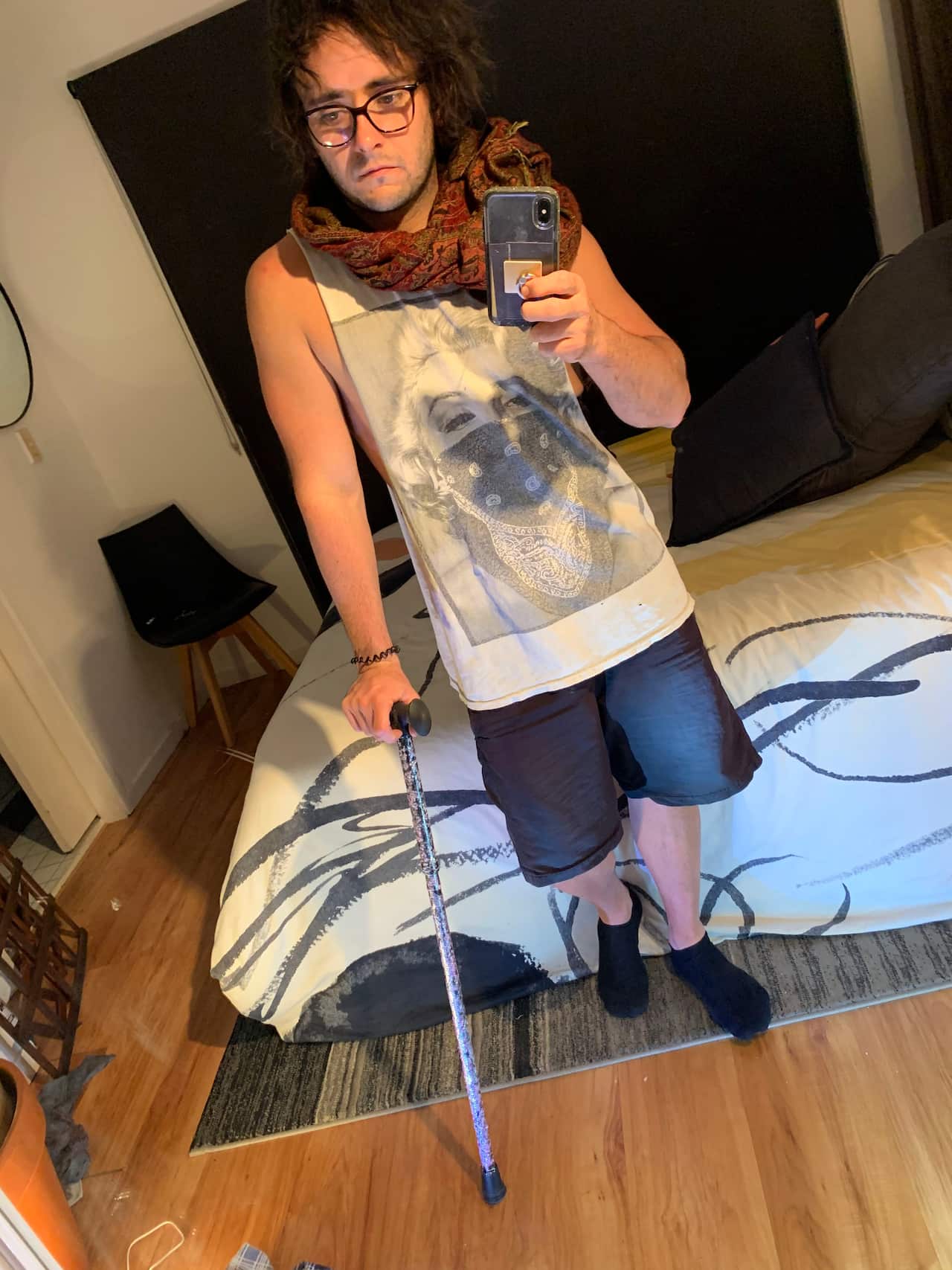 Daniel with his walking stick.