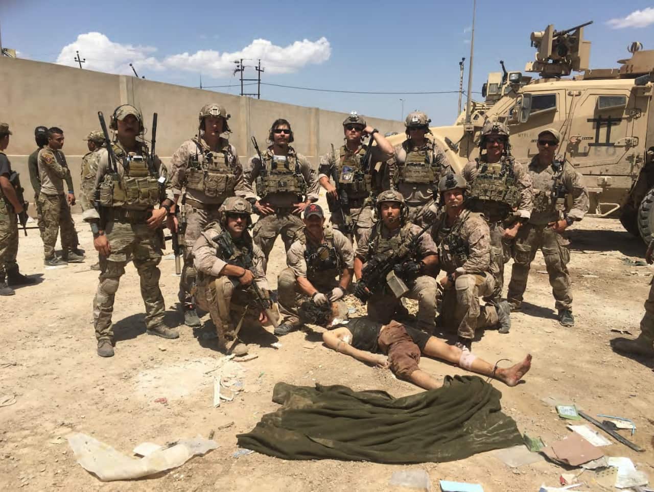 This photo, recovered from Chief Gallagher’s phone after the death of an Islamic State fighter, was included in an investigative report by the Navy.