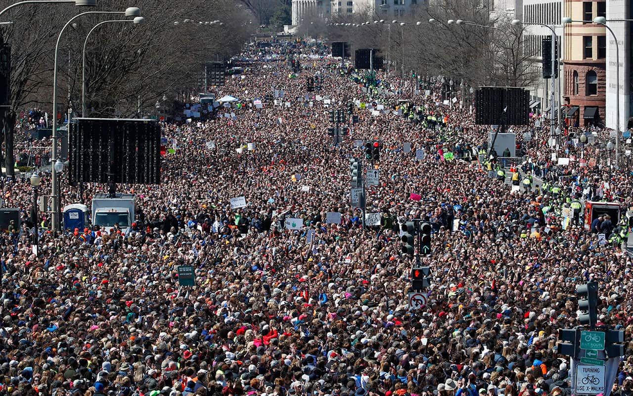 The crowd in Washington, calling for better gun control in the March Of Our Lives rally. 
