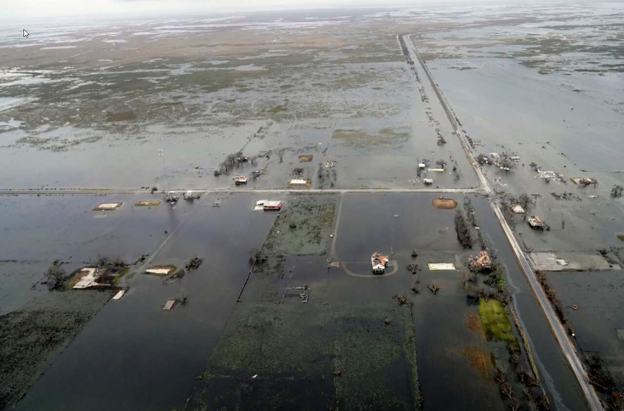 State Highway 27 leading to Cameron, Louisiana is seen in Creole, Louisiana