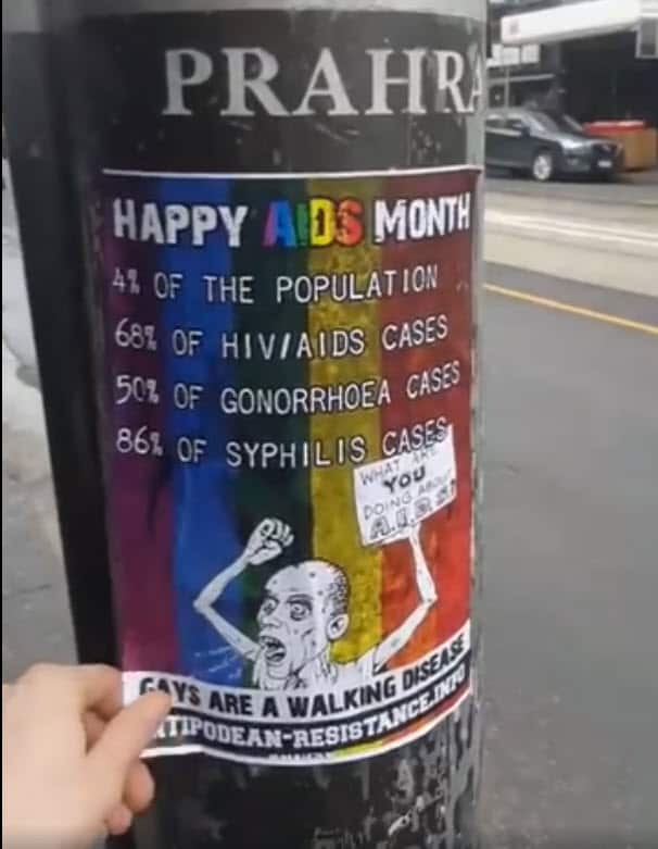 A poster that was ripped down in Melbourne by a member of the Campaign Against Racism and Fascism group.  