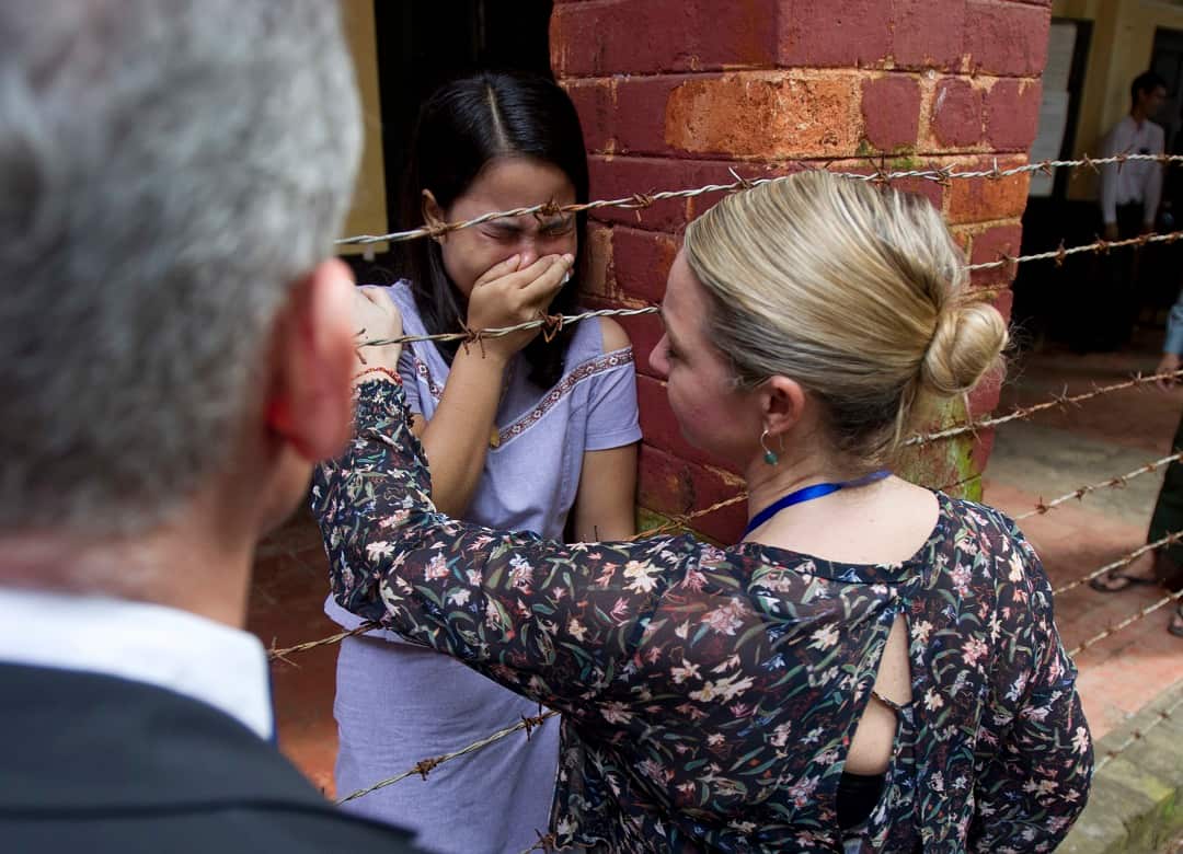 Chit Su Win, wife of Reuters journalist Kyaw Soe Oo, is devastated by the guity verdict. 