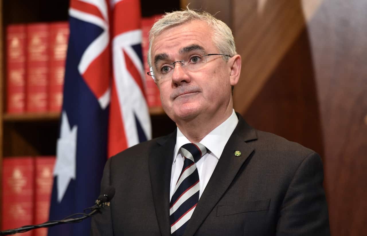 Andrew Wilkie at a press conference. 
