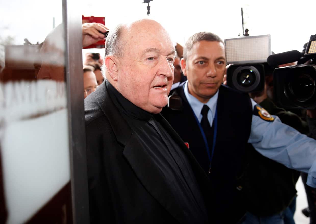 Archbishop Philip Wilson leaves Newcastle Local Court, in Newcastle after sentencing, Tuesday, July 3, 2018.