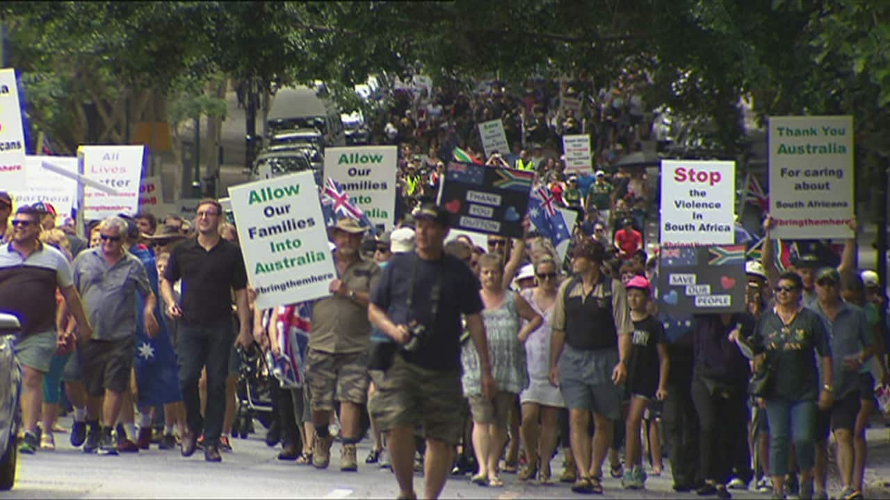 Rally in support of white South African farmers, Brisbane.