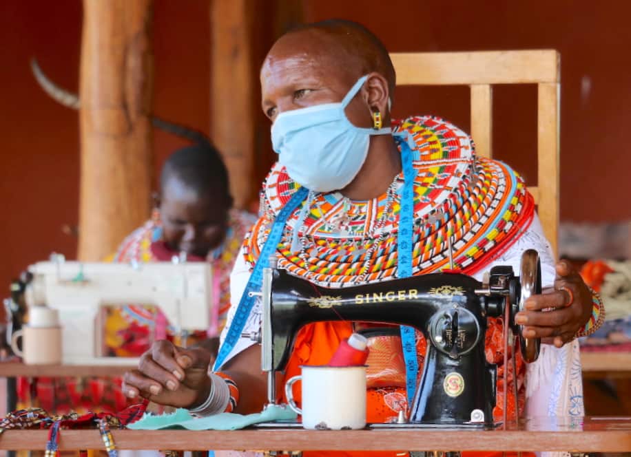 Chui Mama women are learning to sew on machines, many for the first time.