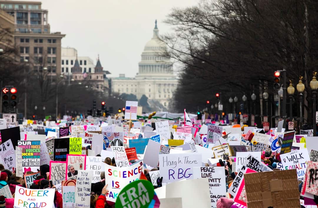 The annual Women's March walk down Pennsylvania Avenue in Washington.
