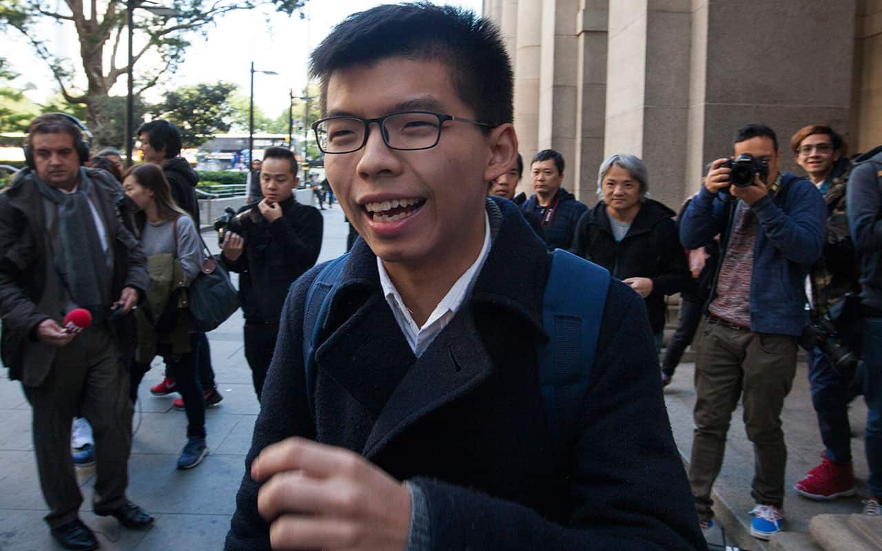 Pro-democracy activist Joshua Wong walks towards Hong Kong's Court of Final Appeal prior to his appeal hearing, Hong Kong, China, 16 January 2018. 