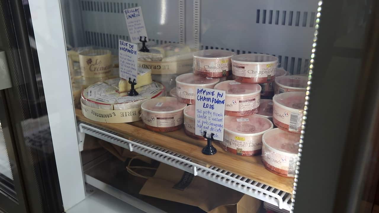 Woodblock Cheese sells speciality cheeses such as a pink champagne washed cheese as well as classics such as Camembert.