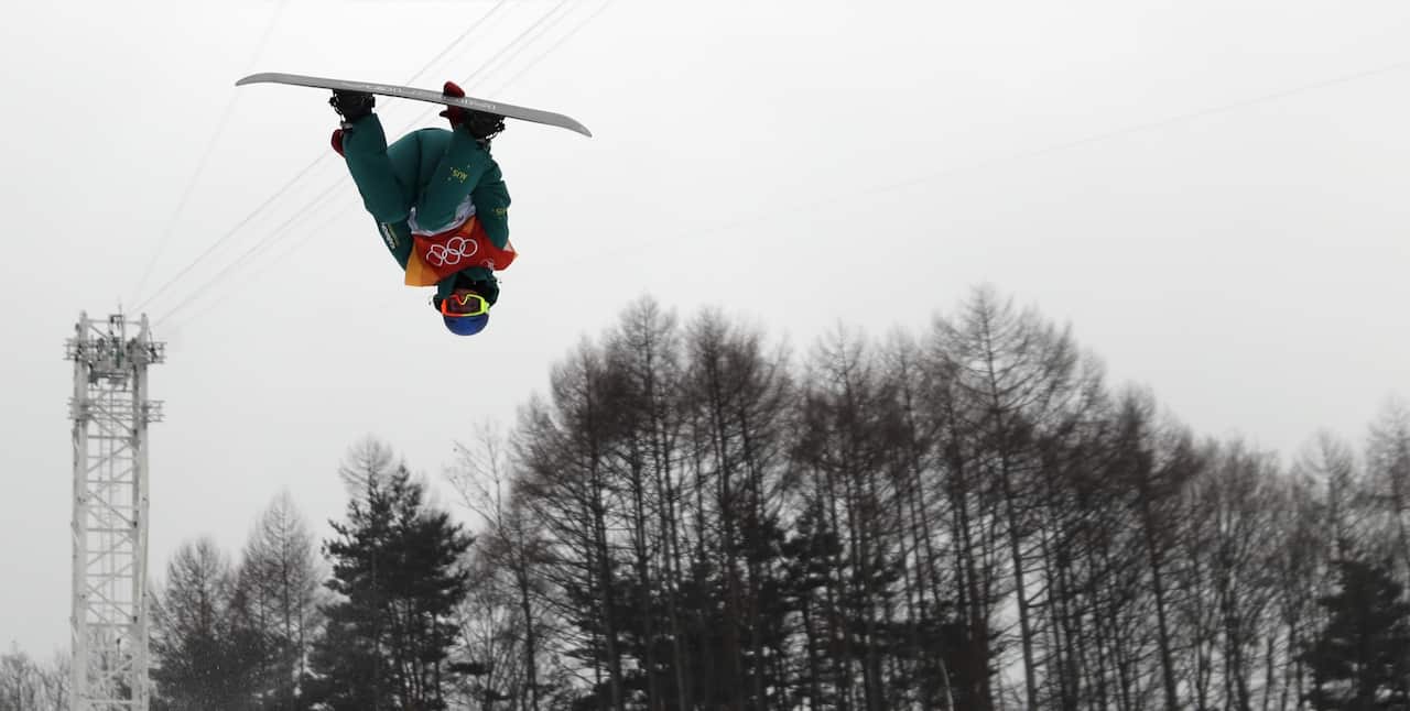 James, of Australia, jumps during the men's halfpipe finals at Phoenix Snow Park at the 2018 Winter Olympics in Pyeongchang, South Korea, Wednesday, Feb. 14