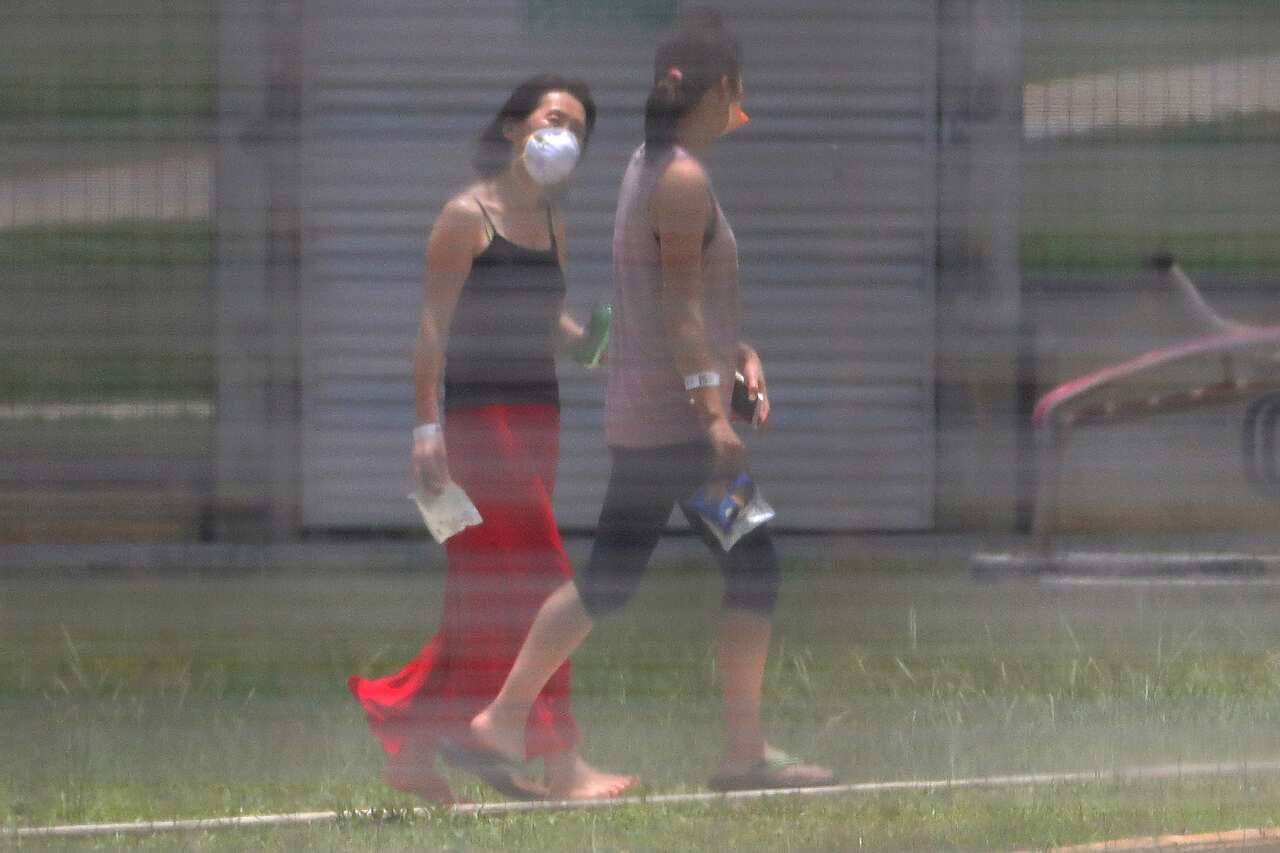 Evacuees in the Christmas Island Australian Immigration Detention Centre last week.